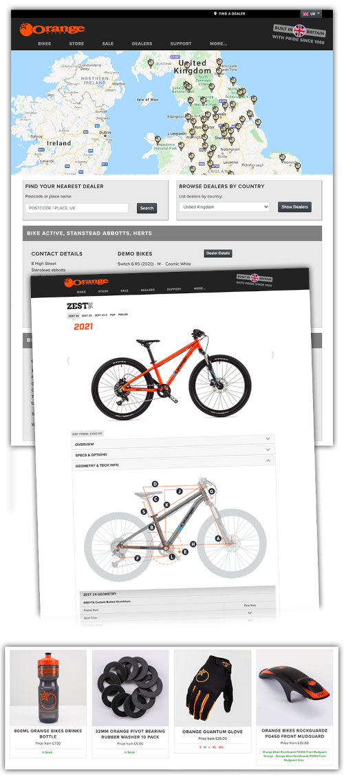 Orange bike website functionalities