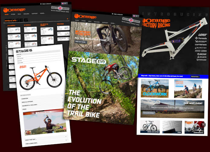 Orange bike web pages composition