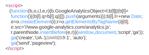 Google Analytics example code snippet