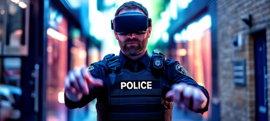 Policeman in a Virtual Reality Headset